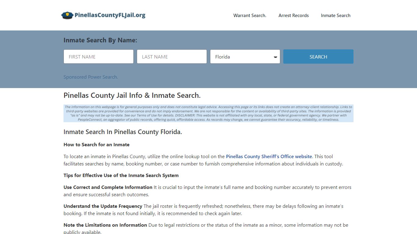 Pinellas County Jail FL | Inmate Search and Booking Roster.